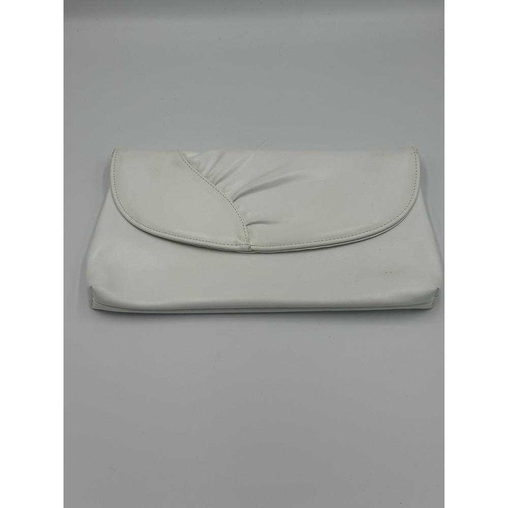 Vintage Rome White Pleather Envelope 7x11 Clutch
